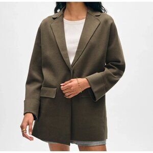 White + Warren Superfine Organic Cotton Oversized Blazer Dark Sage Size XS